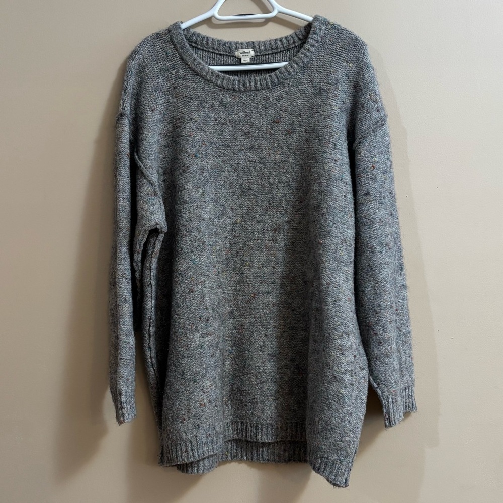 Aritzia Wilfred Sz S Wool Mohair Alpaca Cotton Blend Speckled CrewNeck Sweater